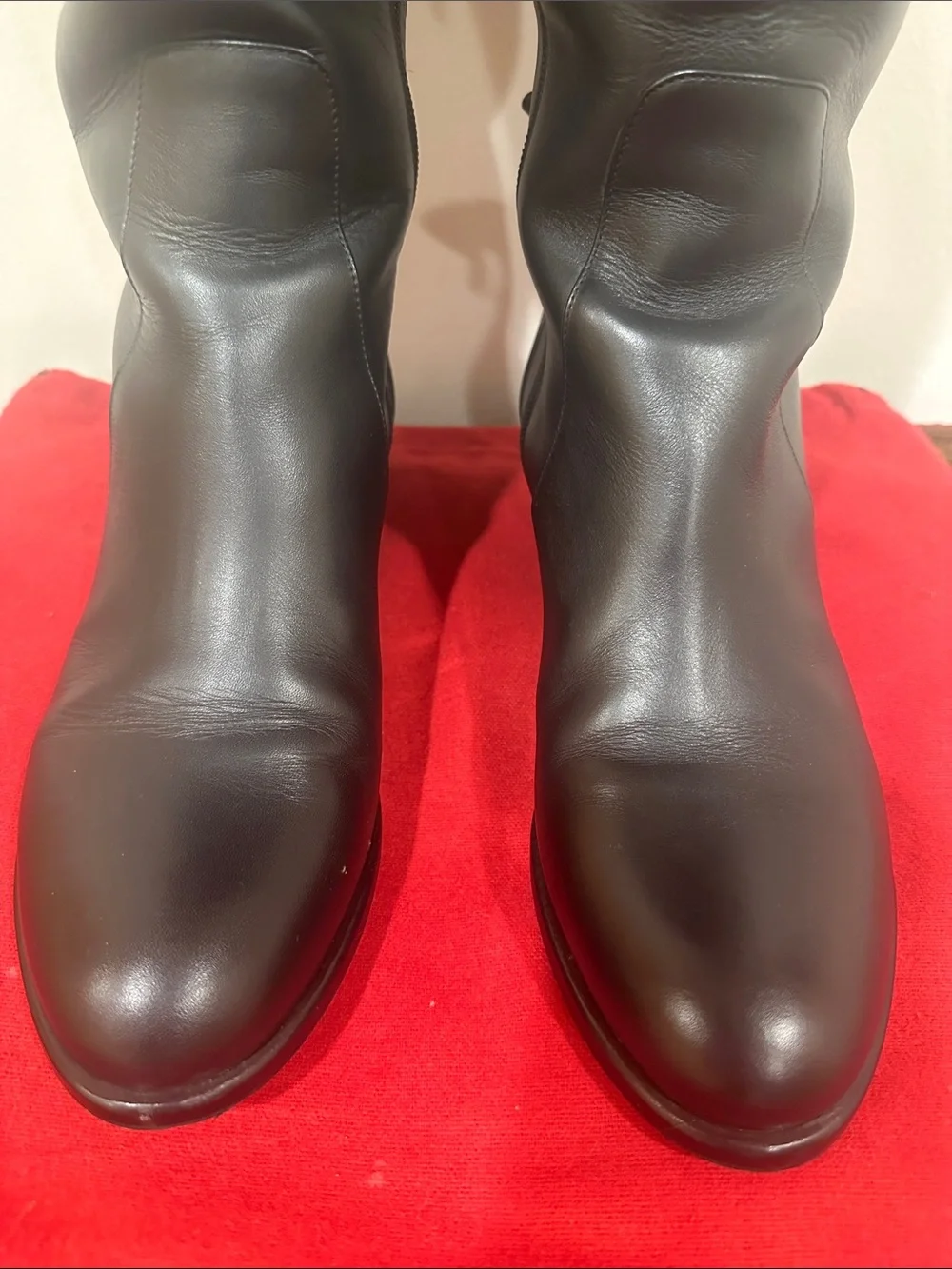 Valentino Black Leather Over-the-Knee Boots with Rear Bow Details